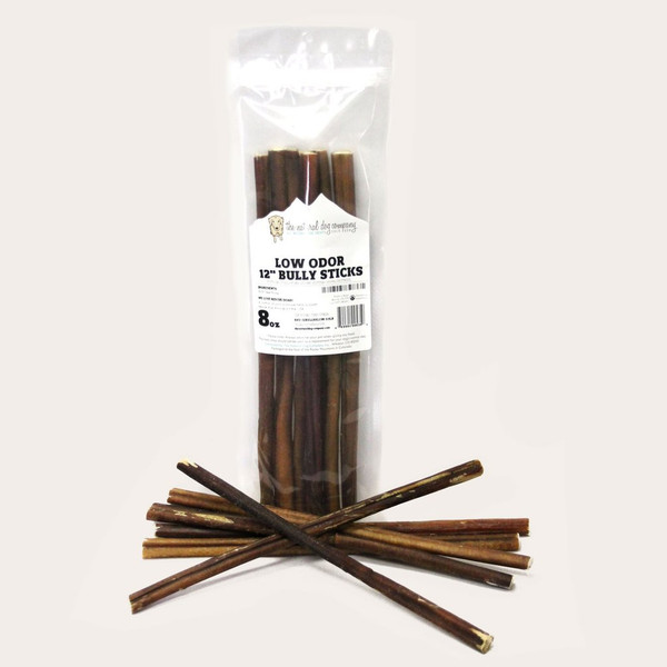 Natural Dog Co. - 12 " Thick Odor Free  Bully Sticks 8 OZ. PKG