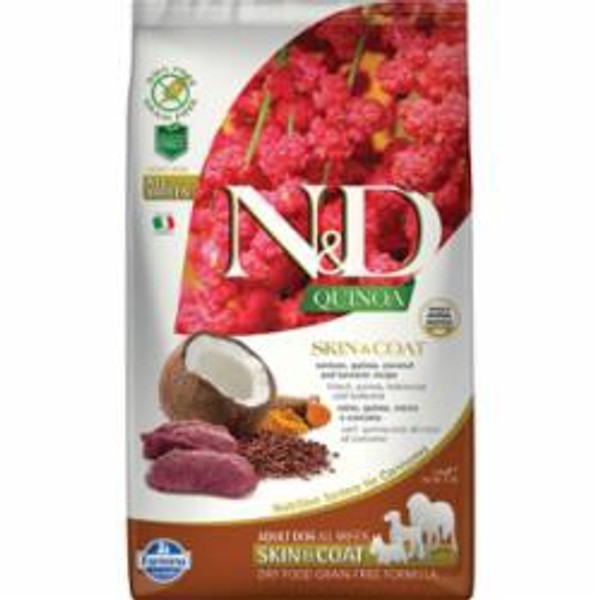 Farmina - N&D QUINOA - Skin & Coat Venison, Quinoa, Coconut & Turmeric Recipe  Dry Dog Food