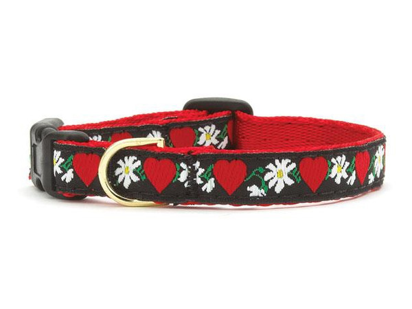 Up Country - Hearts & Flowers Narrow Dog Collar