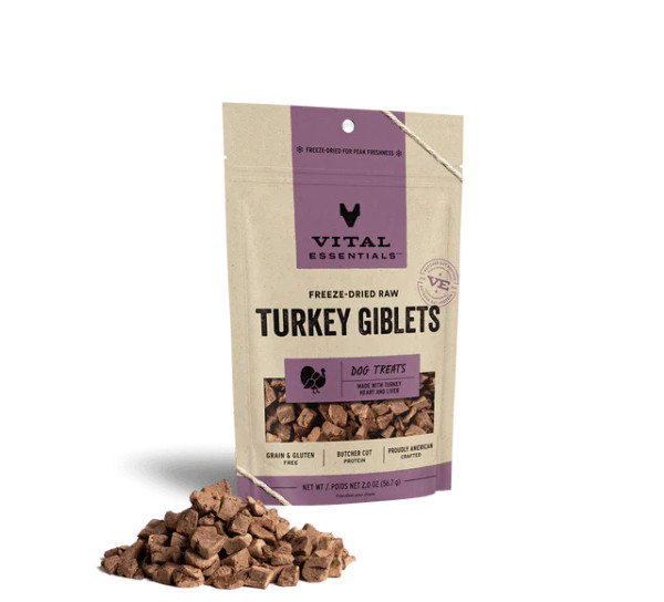 Vital Essentials - Turkey Giblets Freeze Dried Raw Dog Treats 2oz