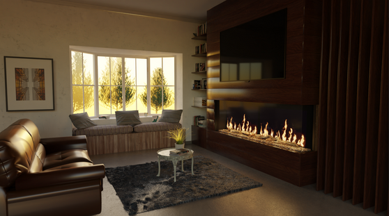 Modern Flames Orion Multi 76" Multi-Sided HelioVison Linear Electric Fireplace - OR76-MULTI