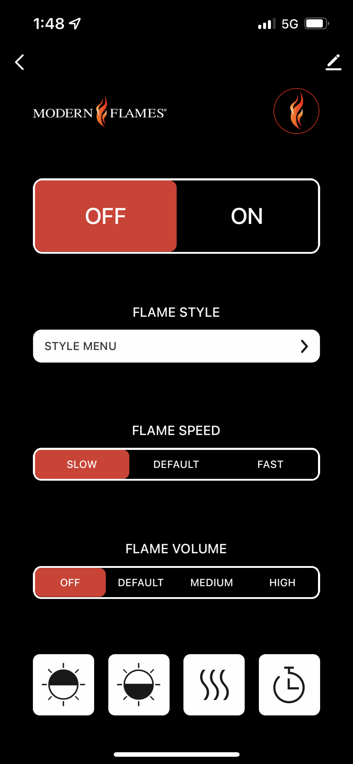 App main control screen