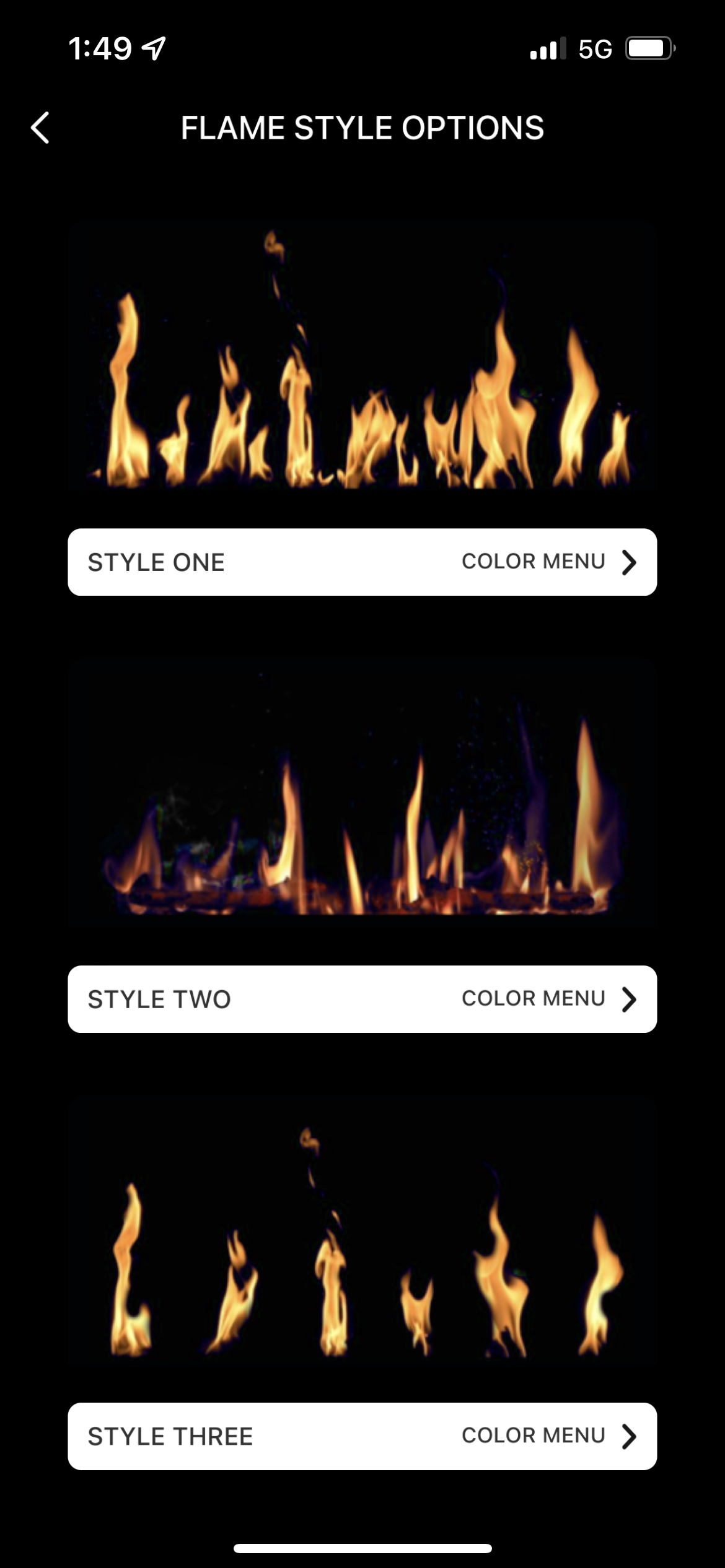 App flame style options