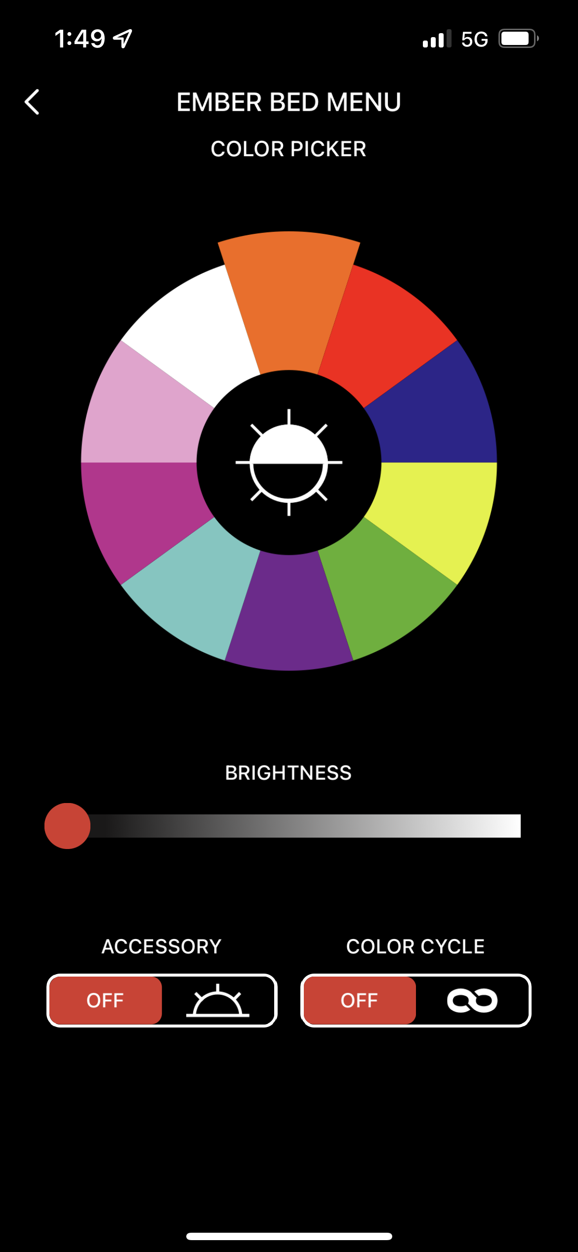 App ember bed color picker