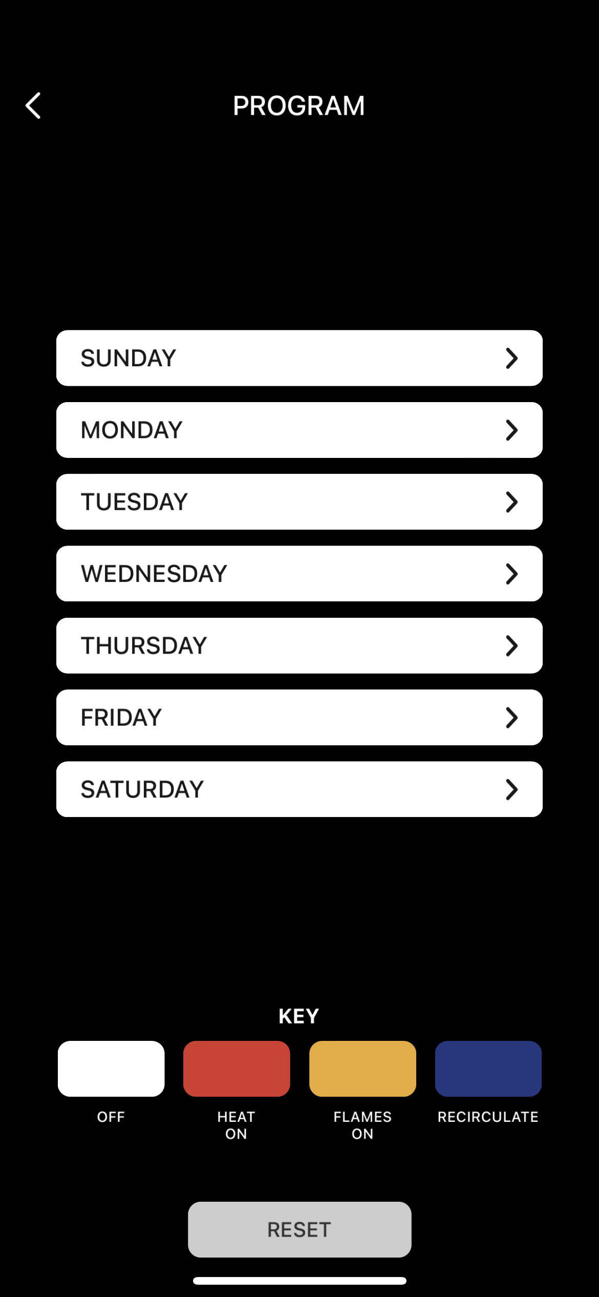 App weekly program menu