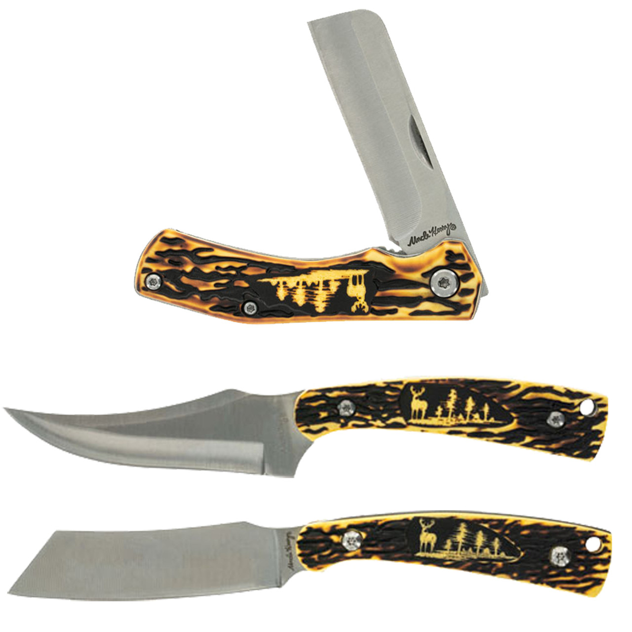 Uncle Henry 2 Piece Cleaver and Folding Knife Set