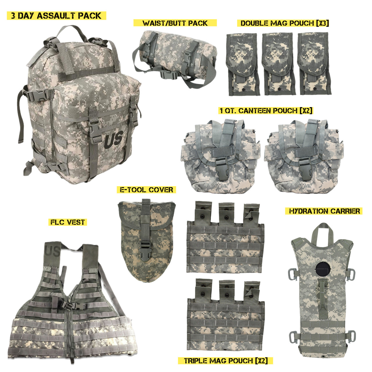 Original US Army MOLLE USGI 12 Piece Rifleman Set Universal Camouflage  [FC-MIL-822-001] - Cheaper Than Dirt