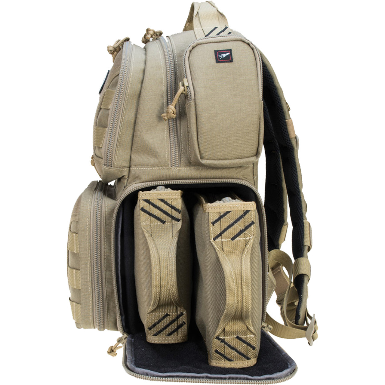 G. Outdoors GPS Tactical 2 Handgun Range Backpack Bag MOLLE Nylon Tan  [FC-819763012218] - Cheaper Than Dirt