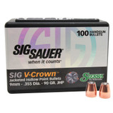 Sierra V-Crown Bullet 9mm cal. .355" dia. 90 Grain JHP Not Loaded Ammo [FC-092763099902]