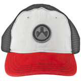Magpul Icon Patch Garment Washed Trucker Cap One Size Fits Most Stone/Black/Red [FC-2-MPIMAG1105]