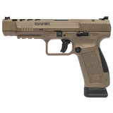 Canik TP9SFx 9mm Luger Semi Auto Pistol 5.2" Match Grade Barrel Fiber Optic Front Sight Interchangeable Backstraps Polymer Frame Flat Dark Earth Finish [FC-787450446816]