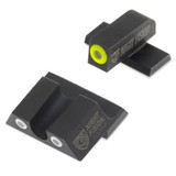 Night Fision Perfect Dot Tritium Night Sight Set Springfield Armory XD-S/XD-E Green Tritium Front/Rear Yellow Front Ring U-Notch Rear with White Ring Metal Body Black Nitride Finish [FC-810116031405]