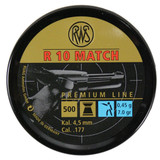 RWS R 10 Match Premium Line Air Gun Pellets .177 Caliber 7.0 Grain Flat Nose Lead Pellet 500 Round Tin [FC-723364150180]