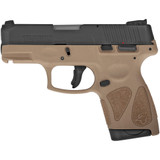 Taurus G2S Slim 9mm Luger Semi Auto Pistol 3.2" Barrel 7 Rounds Single Action with Restrike 3 Dot Sights Thumb Safety Tan Polymer Frame Black Finish [FC-725327616306]