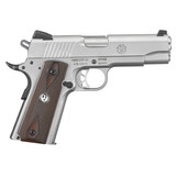 Ruger SR1911 Commander .45 ACP Semi Auto Pistol 4.25" Stainless Steel Barrel 7 Rounds Hardwood Grips Low Glare Stainless Steel Finish 6702 [FC-736676067022]