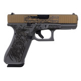 GLOCK 45 9mm Luger Semi Automatic Pistol 4.02" Barrel 17 Rounds Burnt Bronze Slide with Viking Crow Engraving [FC-850016570840]