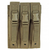 Voodoo Tactical 9mm MP5/SMG Triple Magazine Pouch Buckle Closure Flap MOLLE Webbing Compatible Nylon Coyote Tan [FC-783377019515]