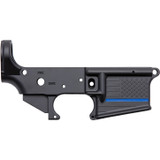 Spikes Tactical Thin Line Stripped AR-15 Lower Receiver 7075-T6 Forged Aluminum Multi-Cal Marked Engraved and Color Filled Blue Line Anodized Black [FC-815648029258]