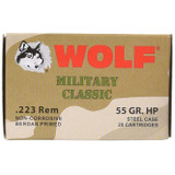 Wolf Military Classic .223 Remington Ammunition 55 Grain Bi-Metal Jacketed HP Steel Case 3 [FC-AMM-597-003]