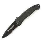 Smith and Wesson SWAT Folding Knife 3.7" Serrated Blade Spear Point Black 4043 Stainless Blade  M.A.G.I.C. Assisted Opening Black Aluminum Handle [FC-028634700721]