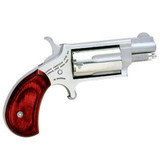 North American Arms Mini Revolver .22 WMR 1.125" Steel Stainless Wood 5 Rounds Red/Black Grip 4.6oz Fixed Sights NAA-22MS-GRB [FC-744253001727]