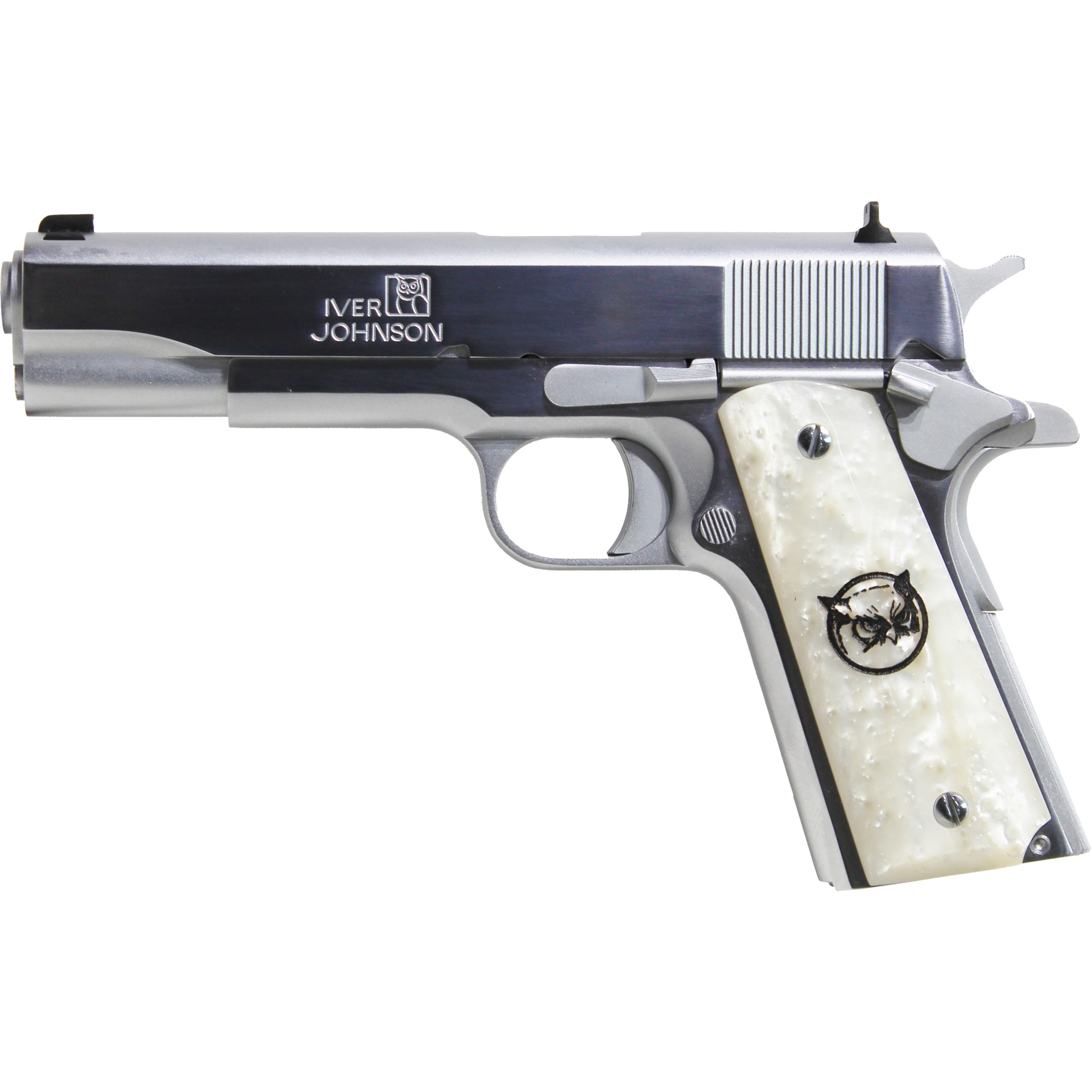 Iver Johnson 1911a1 45 Acp Semi Auto Pistol 8 Rounds 5 Barrel Synthetic White Pearl Grips 7844