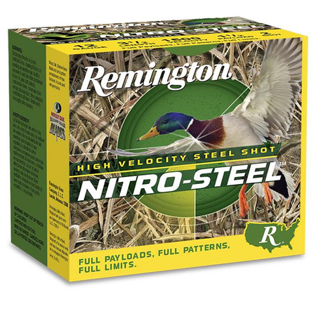 Remington Nitro Steel HV 12 Gauge Ammunition 25 Rounds 3 Length 1-3/8  Ounce #2 Steel Shot 1300fps [FC-047700155104] - Cheaper Than Dirt