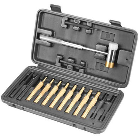 19pcs Hammer Punch Set Drift Pin Punch Kit w/ Brass Chromium Punches for Gunsmithing Maintenance with Storage Box, Size: 16 in