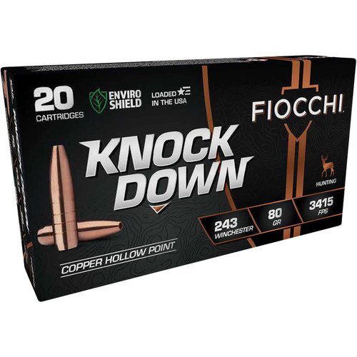 Fiocchi KnockDown .243 Win. 80 Grain Lead-Free LFCHP Ammunition [FC-762344712994]