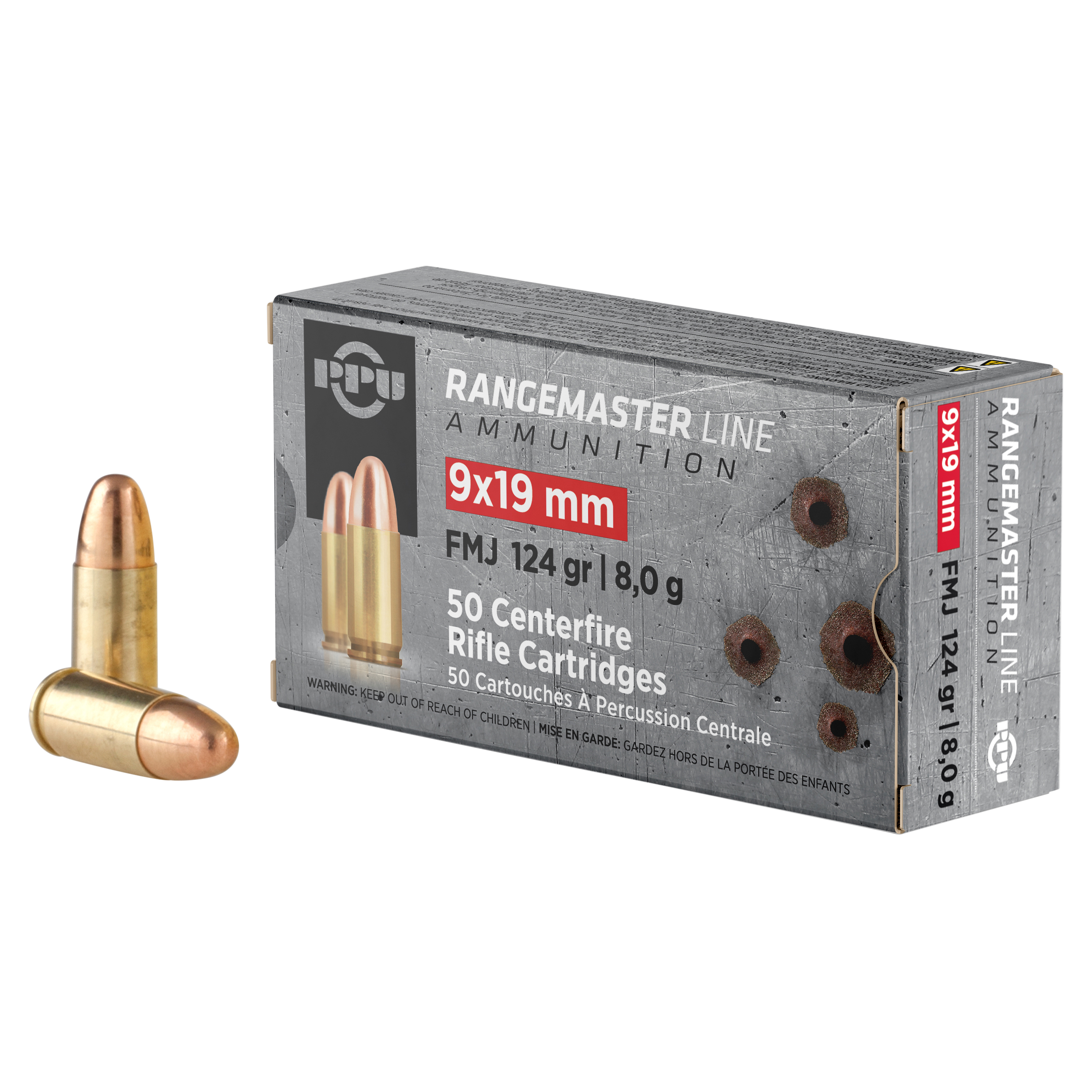 PPU Rangemaster Luger FMJ Ammo