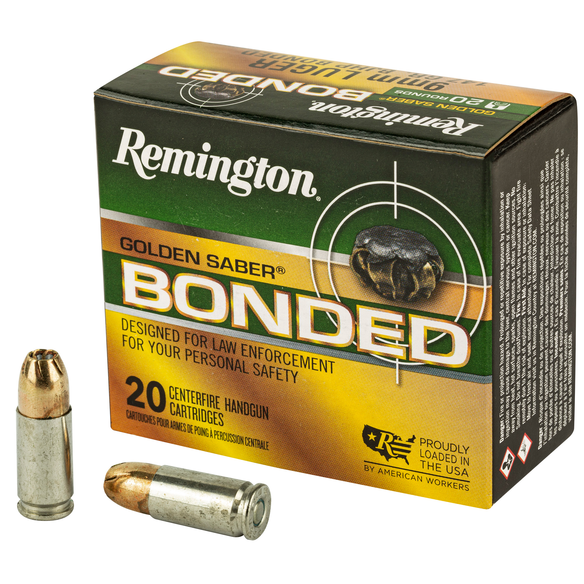 Remington Golden Saber Bonded Luger JHP Ammo