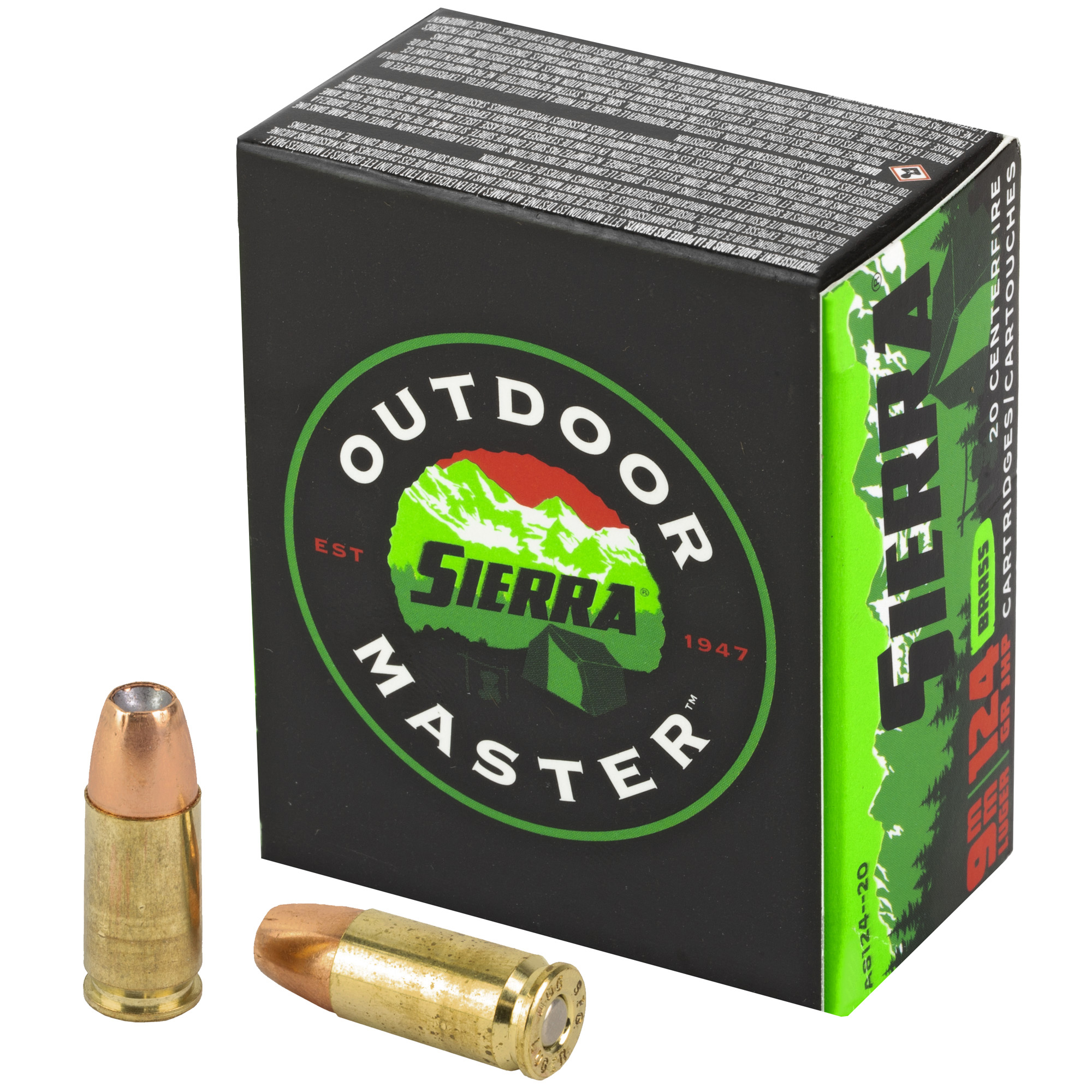 Sierra Outdoor Master Luger Sports Projectile JHP Ammo