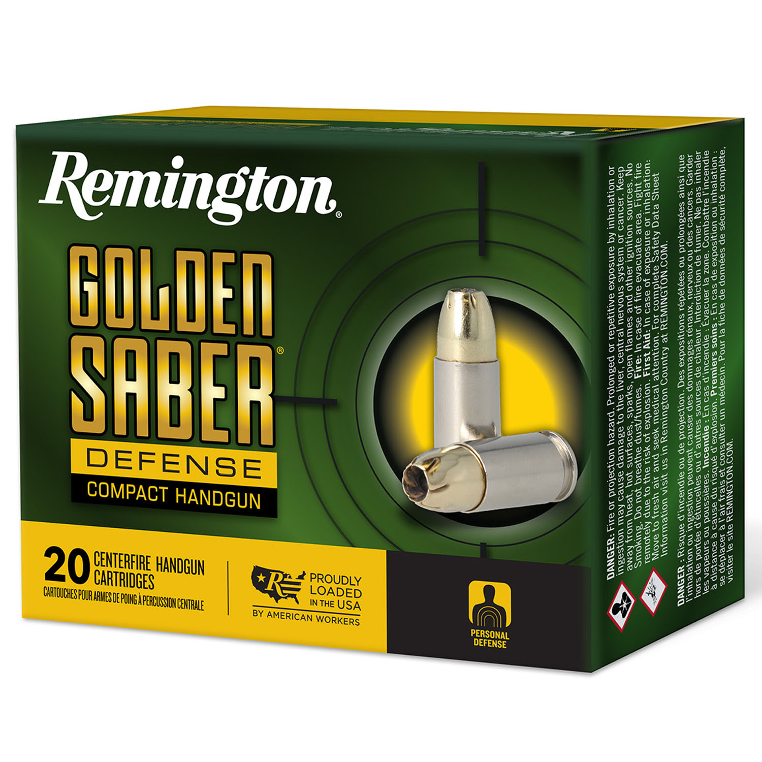 Remington Golden Saber Compact Luger Brass JHP Ammo