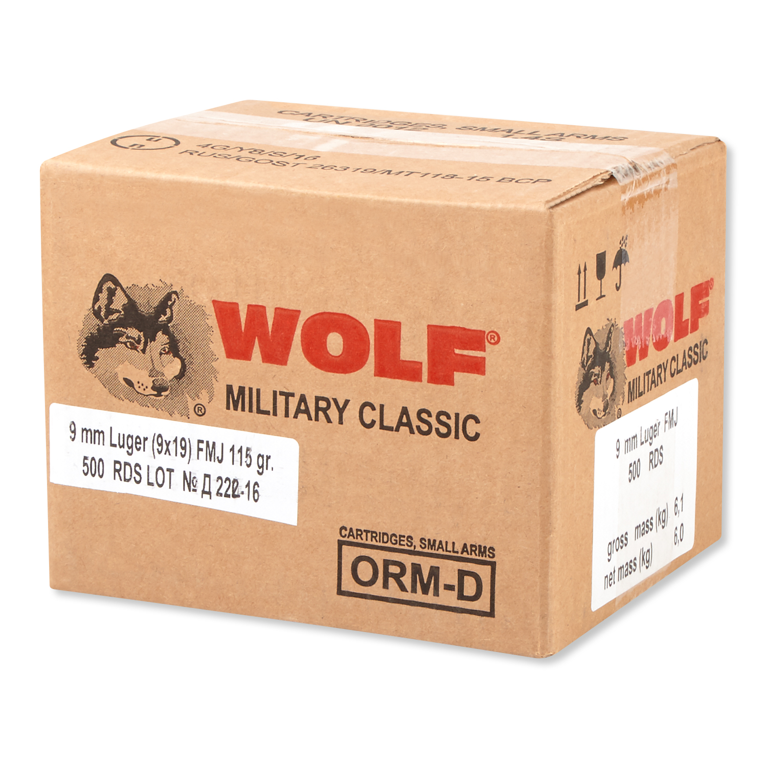 Bulk Wolf Military Classic Luger FMJ Ammo