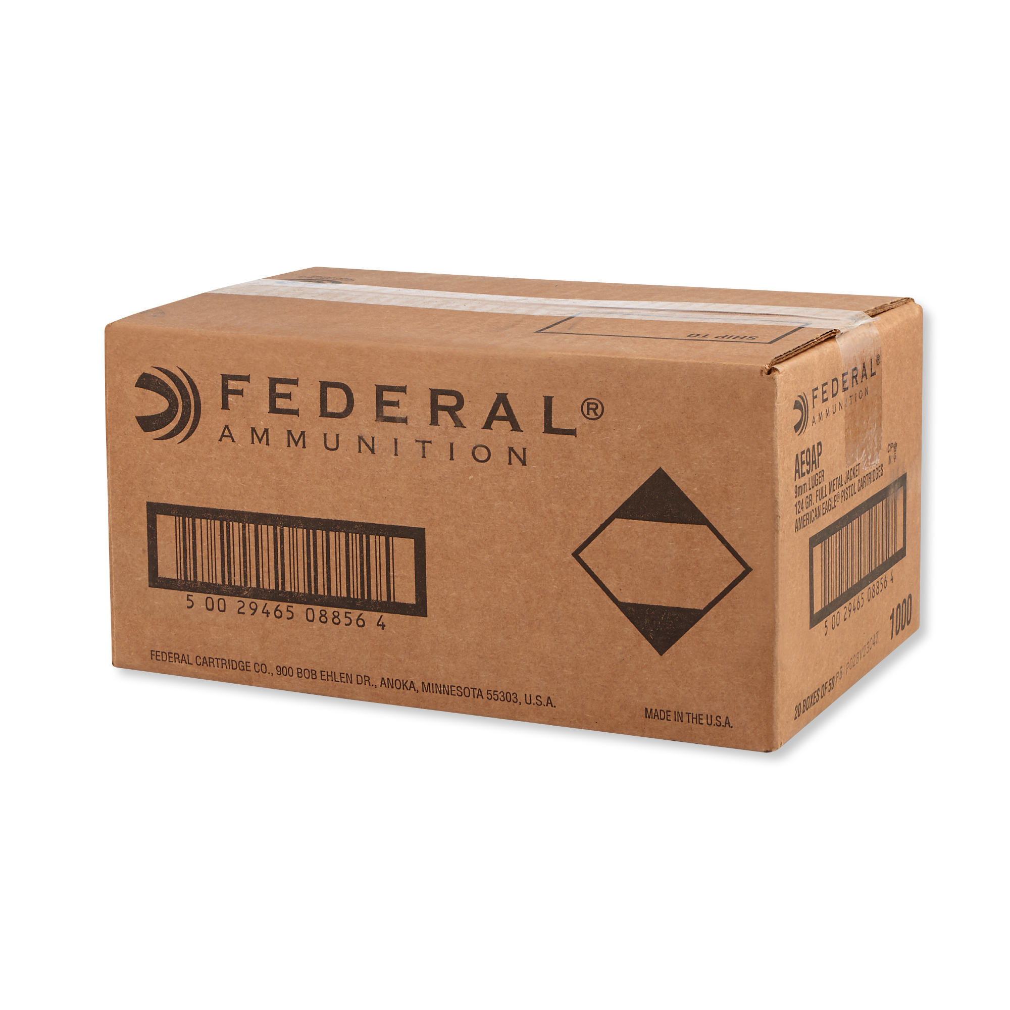 Bulk Federal American Eagle Luger FMJ Ammo