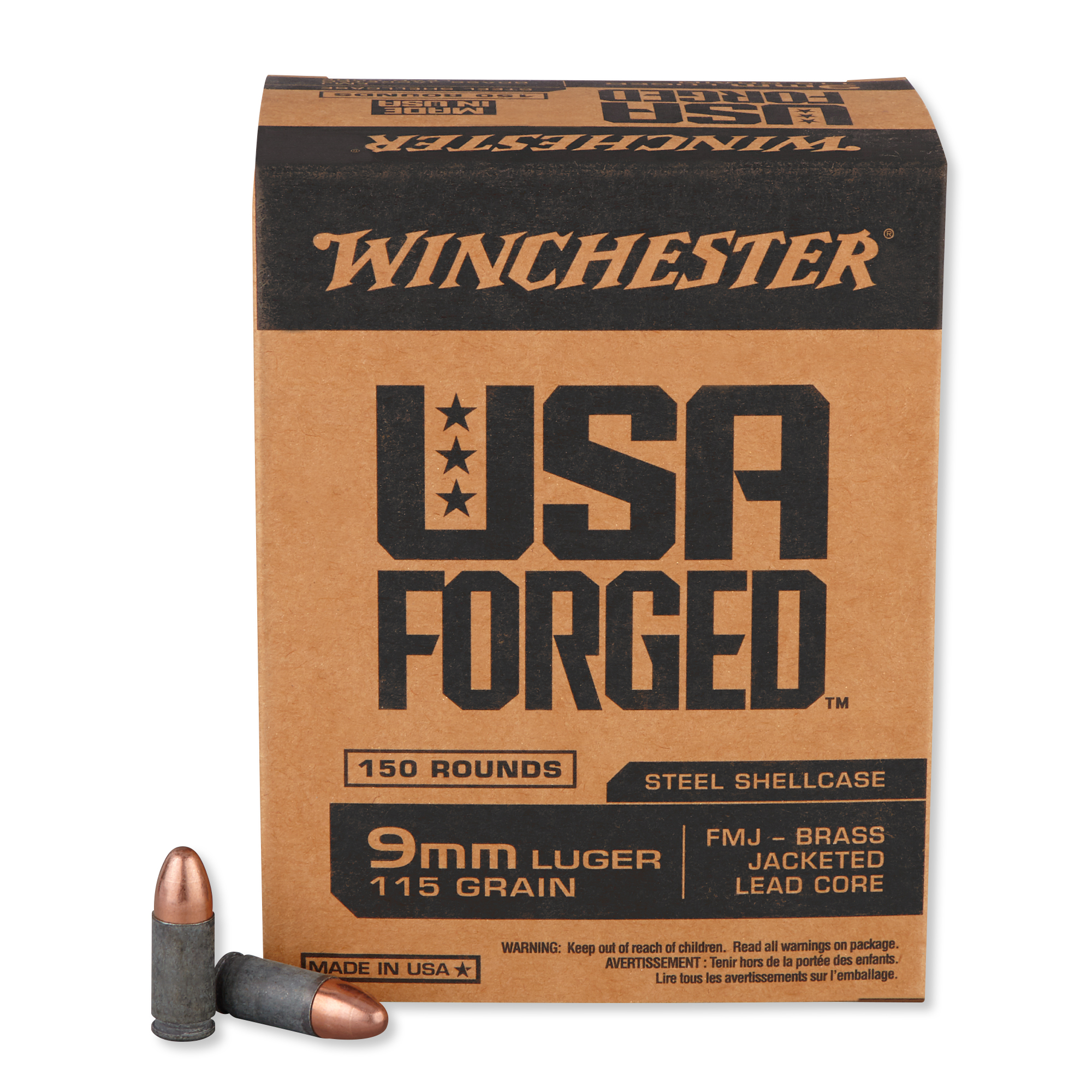 Winchester USA Forged Luger Steel Projectile FMJ Ammo