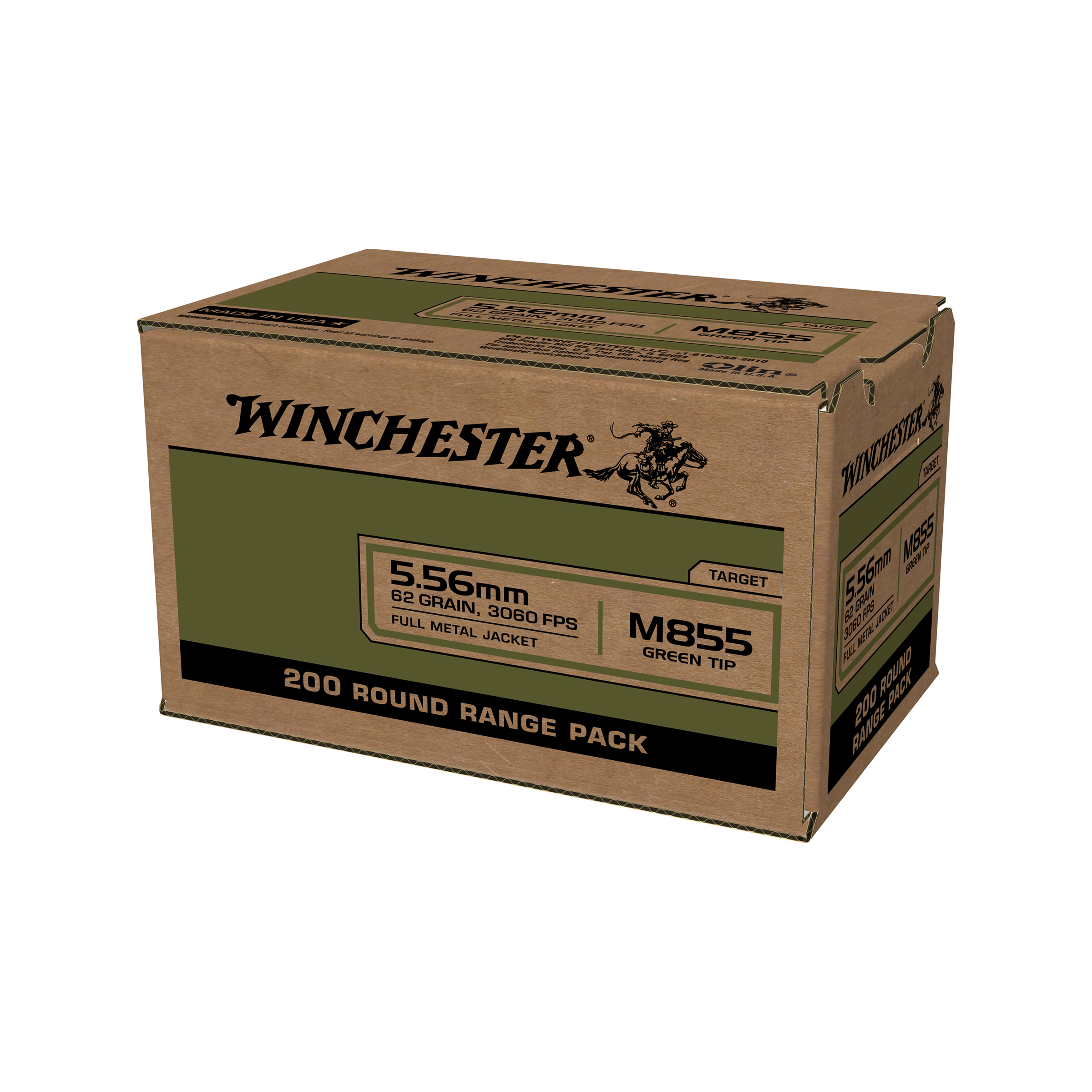 Lake City Winchester M855 SS109 Green Tip WM855200 FMJ Ammo