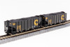 Broadway Limited 7155 N 3-Bay Hopper, Chessie System (C&O), Black w/ Yellow, 2-pack B