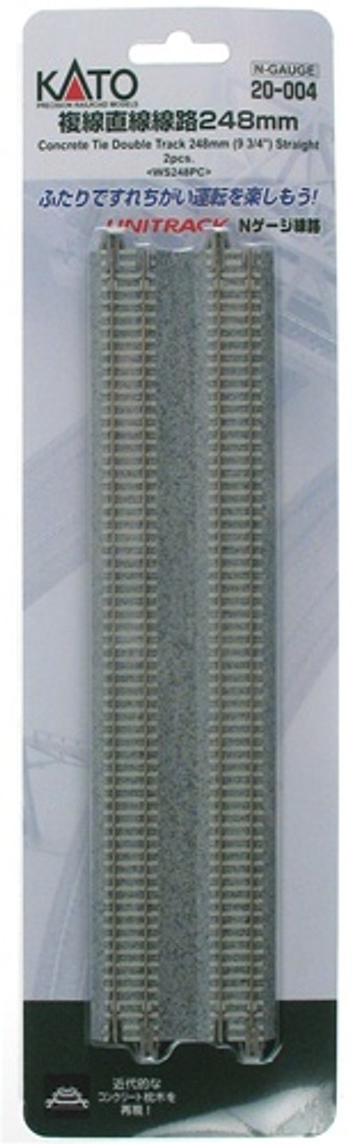 Kato 20-004 Unitrack N 248mm (9 3/4") Concrete Tie Double Track Straight 2 pcs
