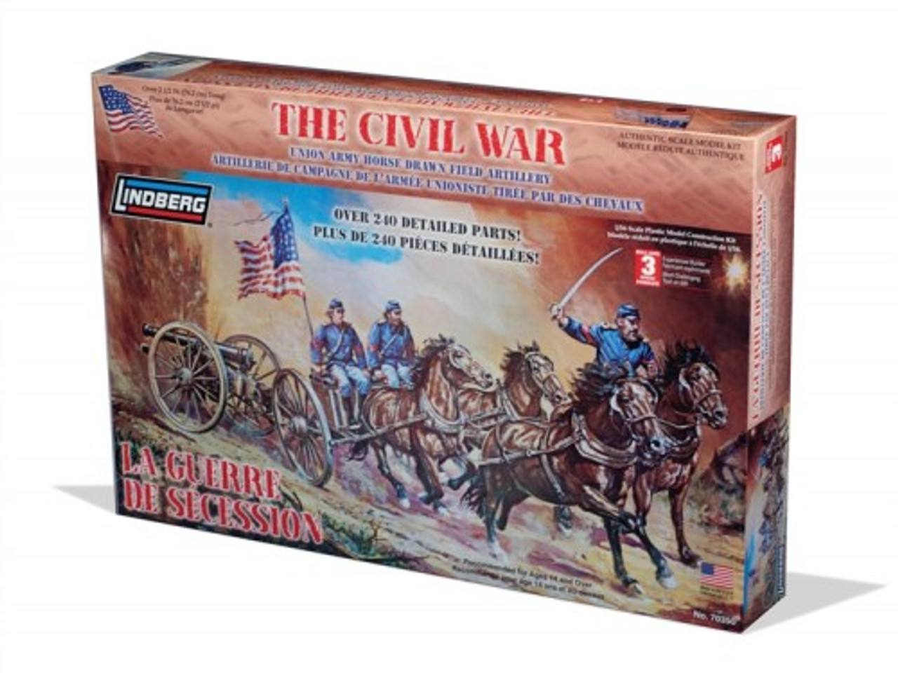 Lindberg 70350 1/16 Union Army Horse Drawn Field Artillery Plastic Model Kit