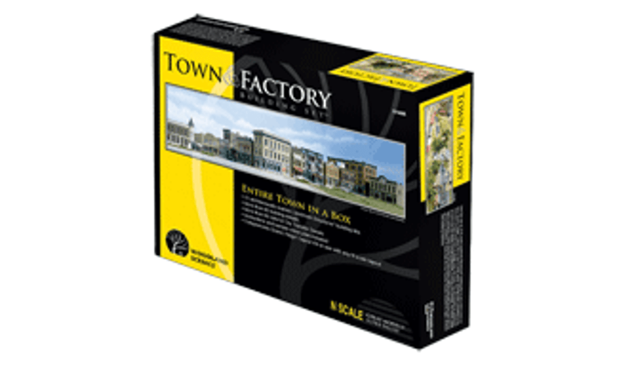 Woodland Scenics S1485 N Town and Factory Building Set Kit