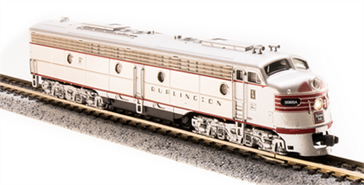 Broadway Limited 3617 N EMD E9 A-unit, CB&Q #9985-A, Stainless Steel w/ Red Stripes, Paragon3 Sound/DC/DCC