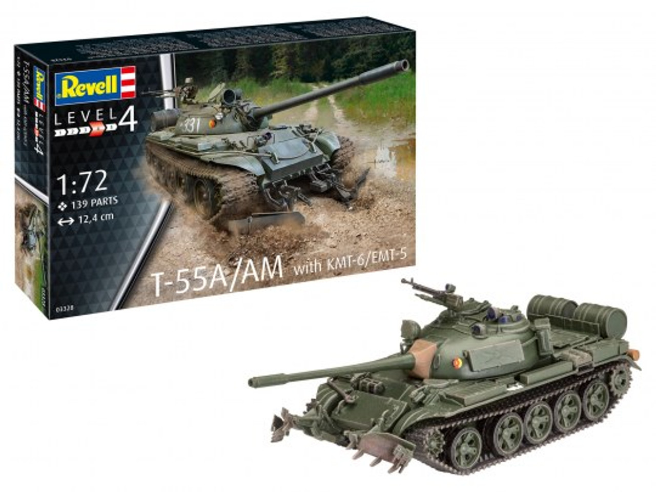 Revell 03328 1/72 T-55A/AM with KMT-6/EMT-5 Plastic Model Kit