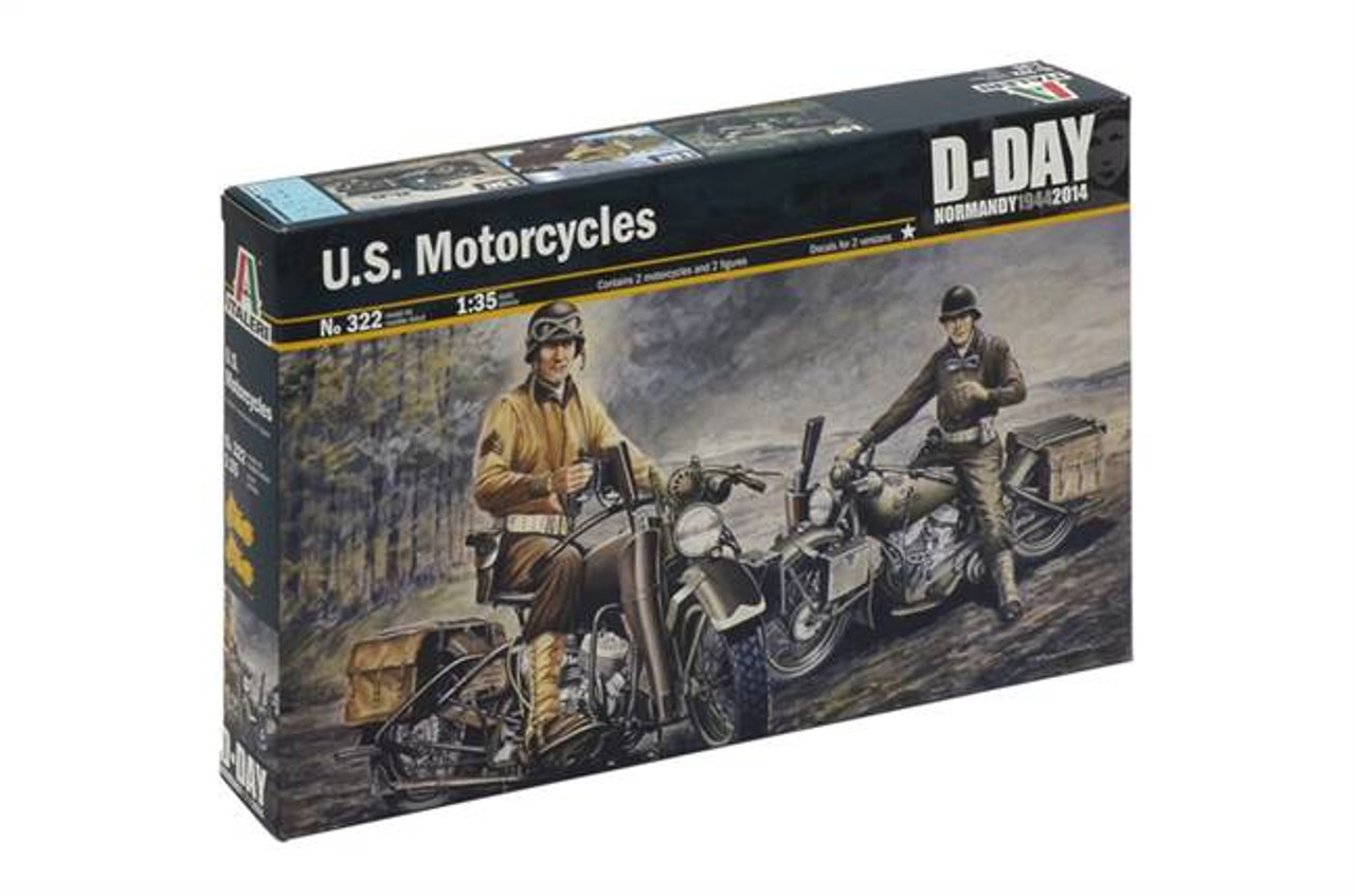 Italeri 322 1/35 U.S. Motorcycles WWII Plastic Model Kit