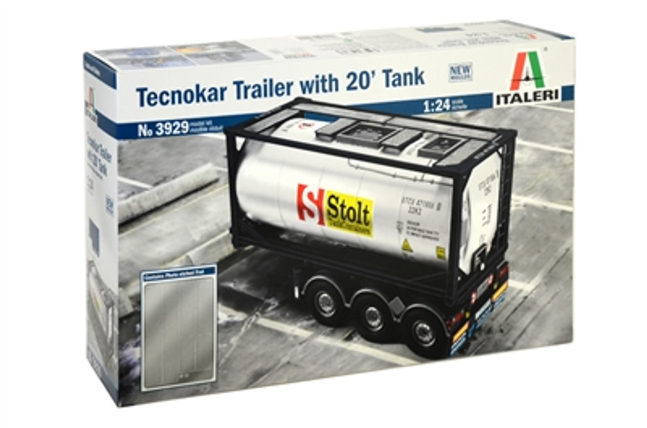 Italeri 3929 1/24 Tecnokar 20' Tank Trailer Plastic Model Kit Box