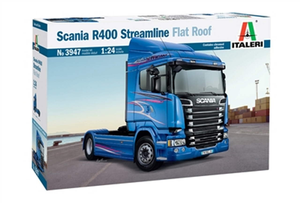 Italeri 3947 1/24 Scania R400 Streamline (Flat Roof) Plastic Model Kit Box