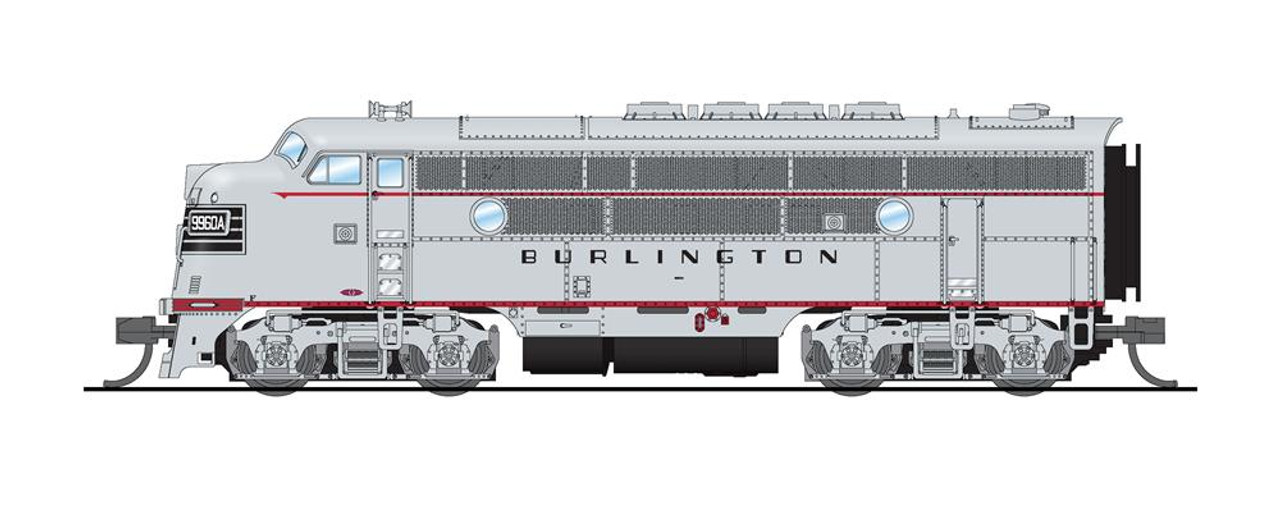 Broadway Limited 6840 N EMD F3A, CBQ 9960C, Aluminum w/ Black Nose Stripes, Paragon4 Sound/DC/DCC