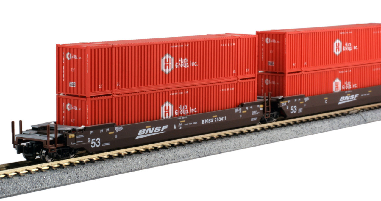 Kato 106-6181 N Gunderson MAXI-IV - BNSF "Swoosh" 254007 w/Florida East Coast Containers