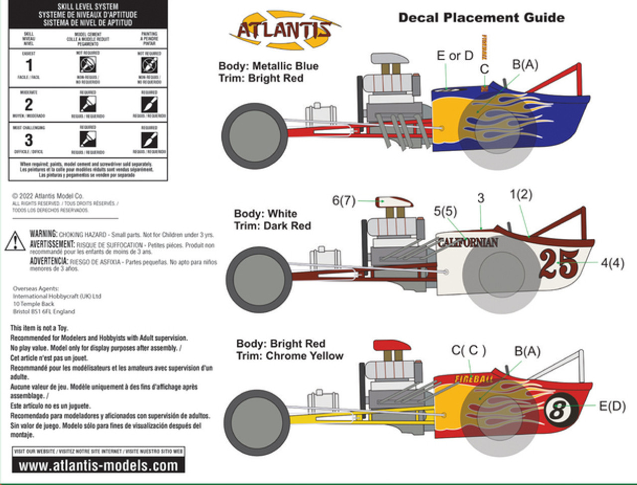 Atlantis M6710 1/25 Fireball Dragster Plastic Model Kit Back