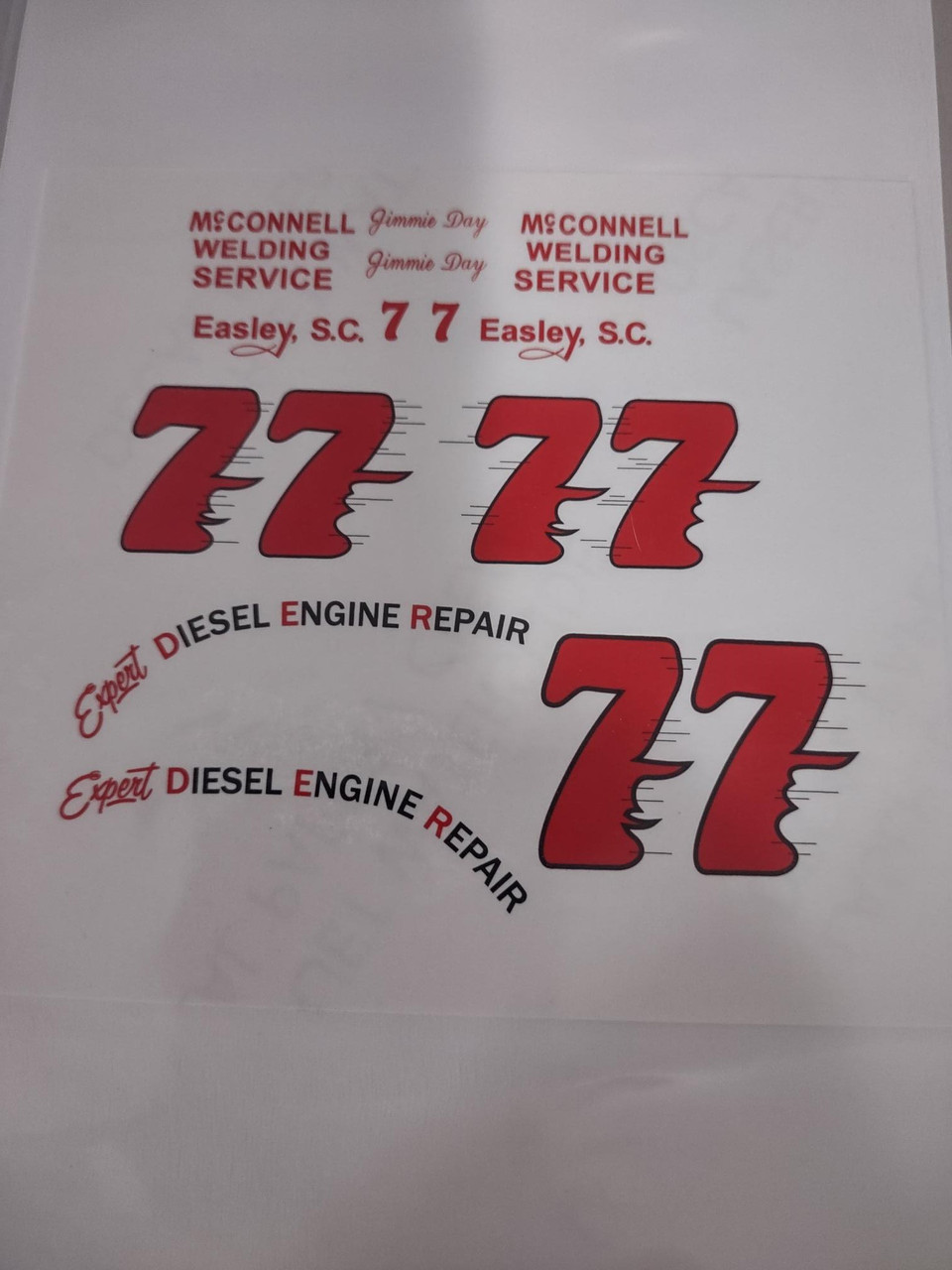 Plastic Performance Products 77 J.B. Day Decals